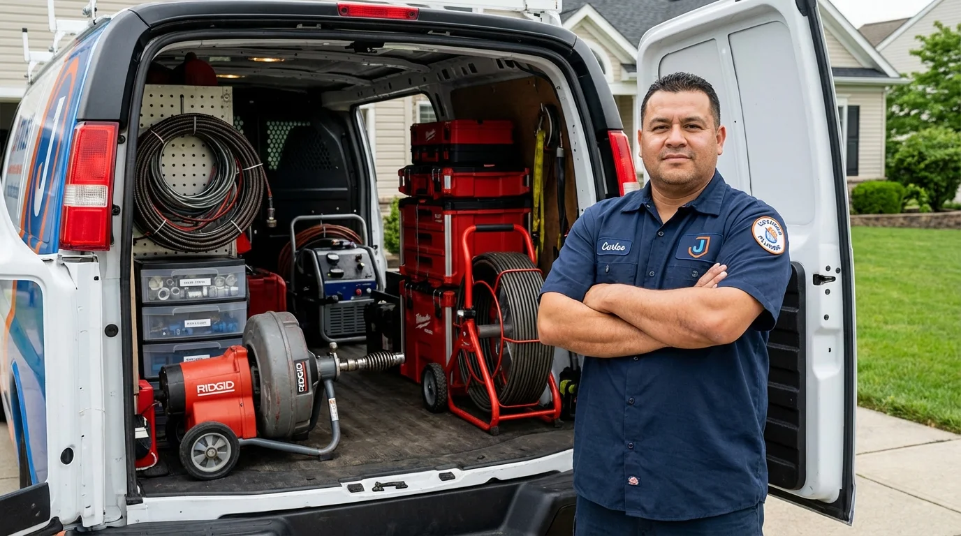 Professional drain cleaning equipment and Johns Plumbing LLC plumber in Orland Park