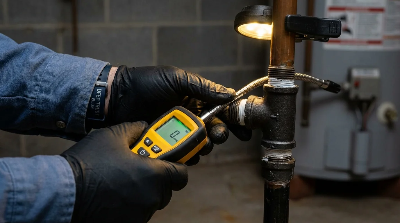 Gas leak detection with electronic sniffer by Johns Plumbing LLC in Orland Park